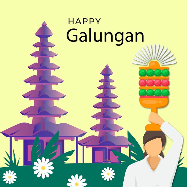 Free vector flat galungan celebration illustration