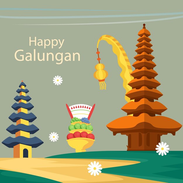 Free vector flat galungan celebration illustration