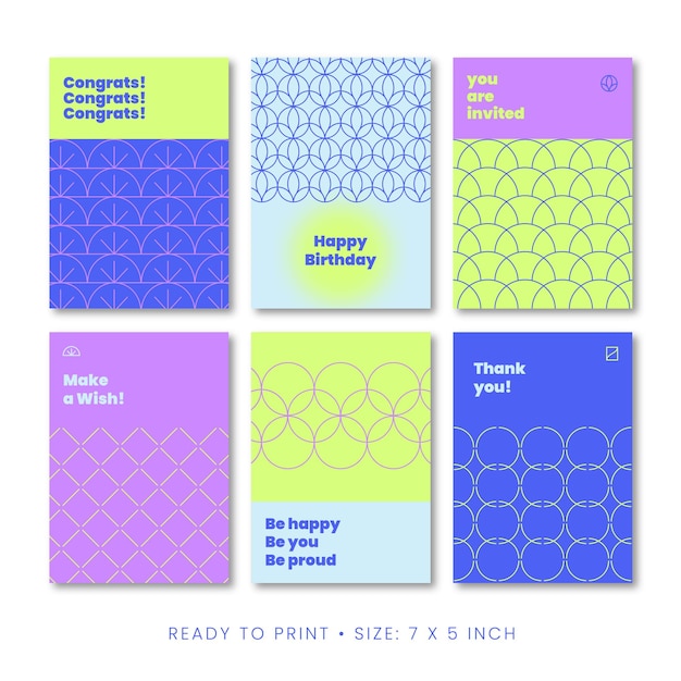 Free vector flat geometric design card collection