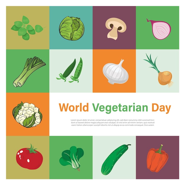 Vector free vector flat illustration for world vegetarian day vegan day and food day