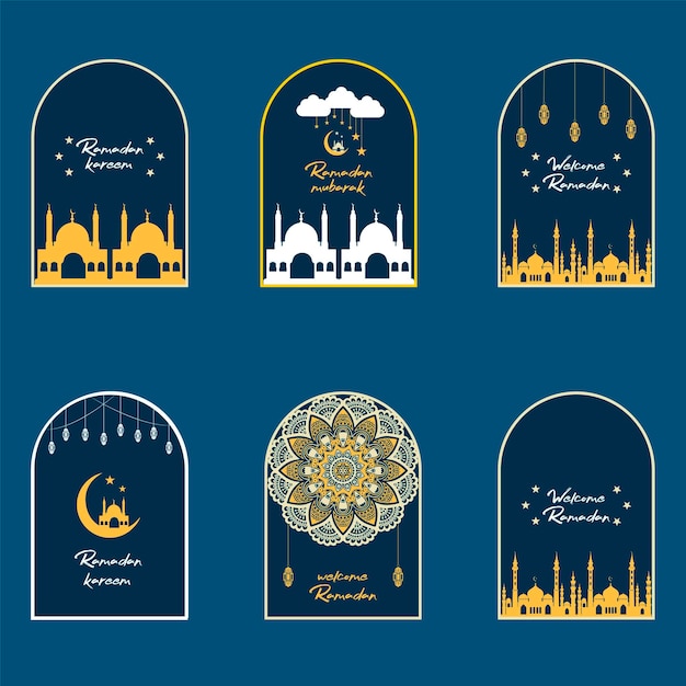 Vector free vector flat ramadan badge collection