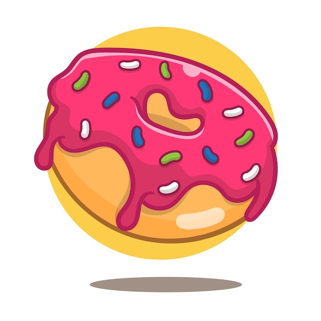 Free vector floating doughnut cartoon icon illustration, food object icon.