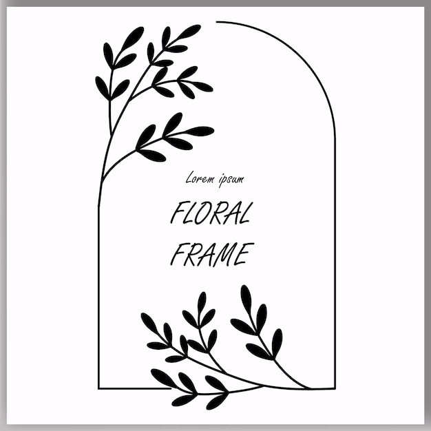 Vector free vector floral handdrawn frame outlined doodle flowers and leaves frame