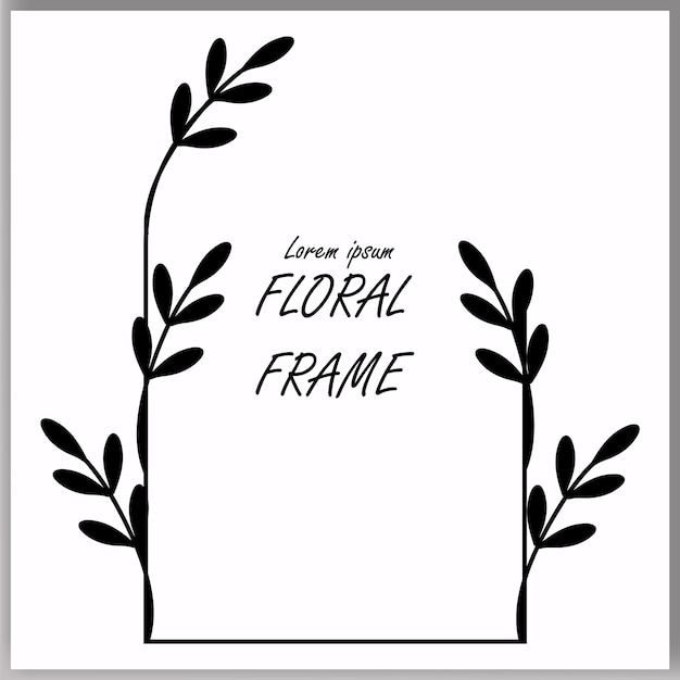 Free vector floral handdrawn frame Outlined doodle flowers and leaves frame