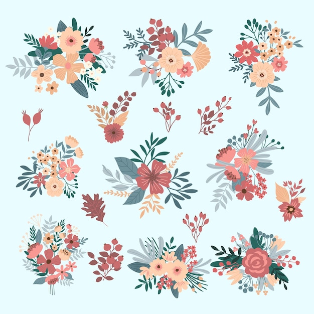 free_vector_flower_autumn_floral_bouquets (бесплатный_вектор_цвет_осень_цветные_букеты)