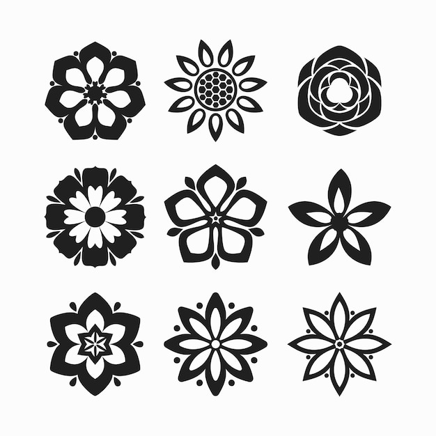 Vector free vector flowers line art elements