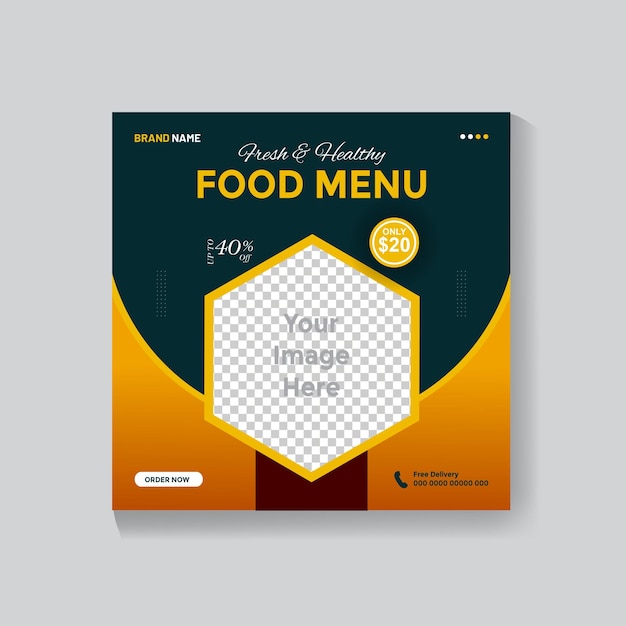 Free Vector food social media promotion and Instagram banner post design template