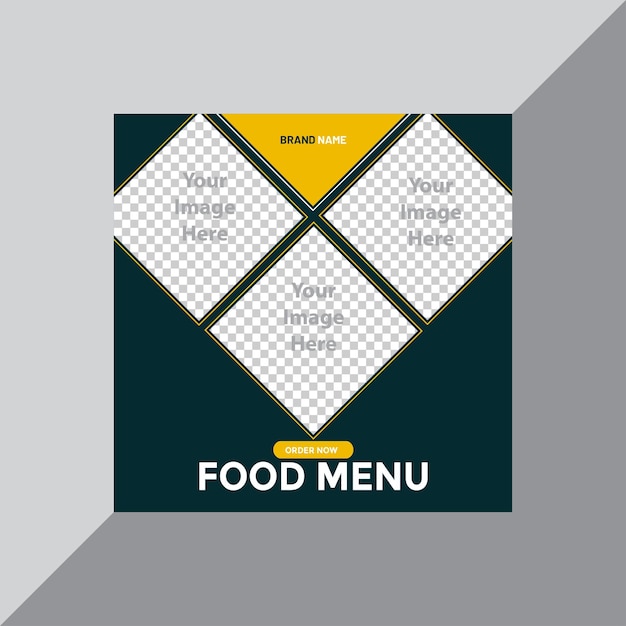 Бесплатное векторное продвижение еды в социальных сетях и шаблон оформления баннера в instagram
