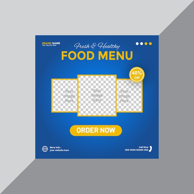 Free Vector food social media promotion and Instagram banner post design template