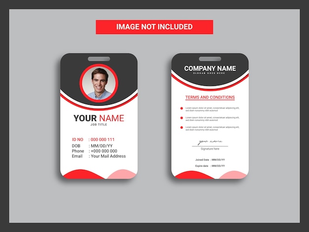 Free vector front and back id card template with picture