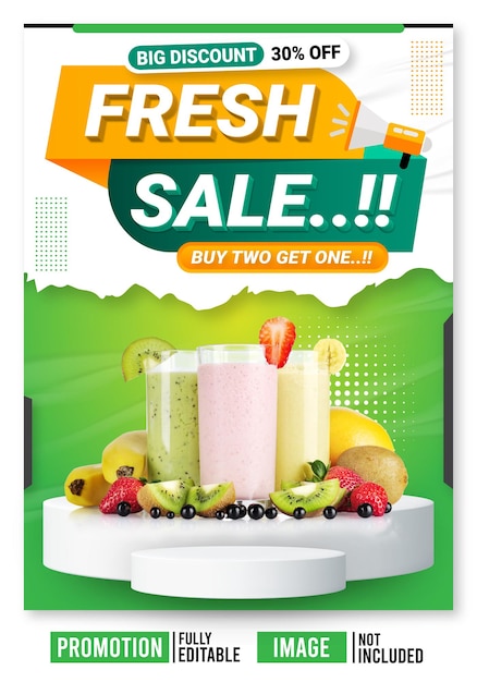 Free vector fruit juice discount promotion social media banner template