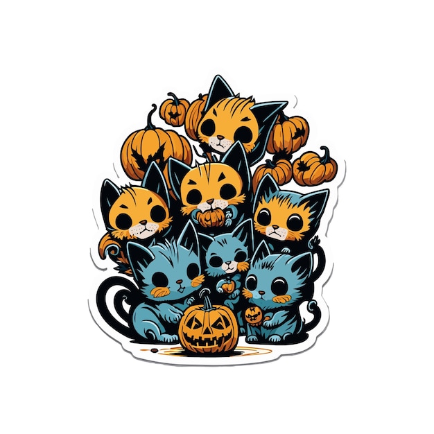 Free vector funny cat with Halloween pumpkin t shirt design