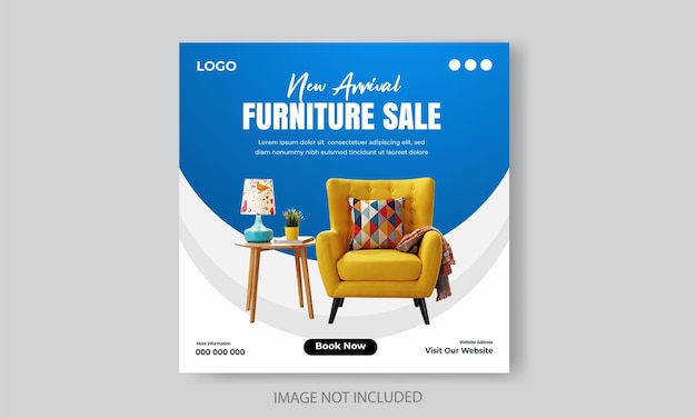 Free vector furniture sale social media post template