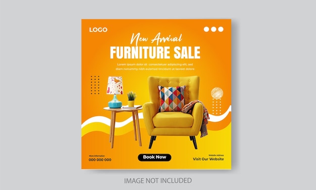 Free vector furniture sale social media post template