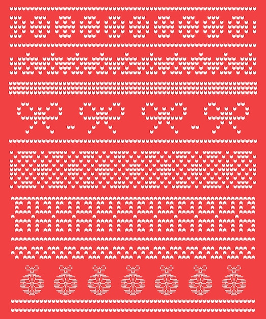 Free vector geometric christmas Sweater background in cross stitch style