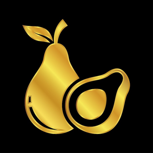 Modello del logo dell'avocado color oro vettoriale gratuito