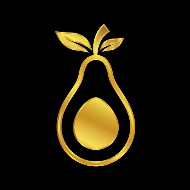 Vettore modello del logo dell'avocado color oro vettoriale gratuito