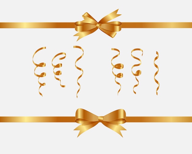 Free vector gold glossy ribbon vector banners set. ribbon label gold glossy, ribbon