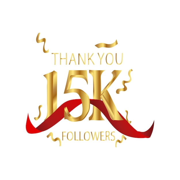 Vector free vector golden text thank you 1k 15k 25k followers