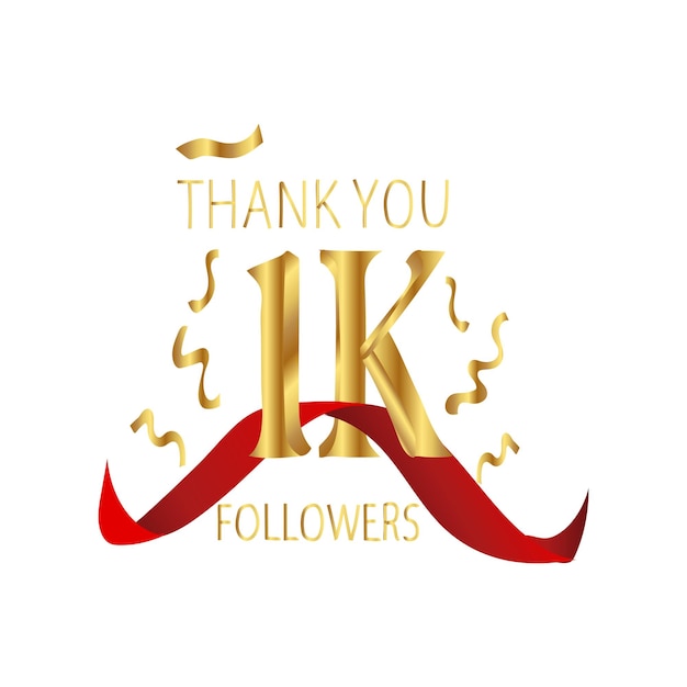 Vector free vector golden text thank you 1k 15k 25k followers