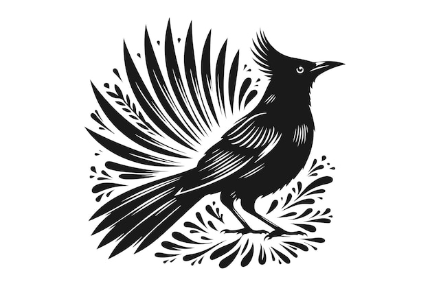 Vector free vector grackle bird line art silhouette vector style illustration