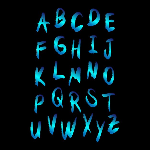 벡터 편지 손으로 그린 편지의 무료 벡터 그라데이션 알파벳 세트