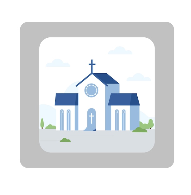 Vector free vector gradient church building illustration