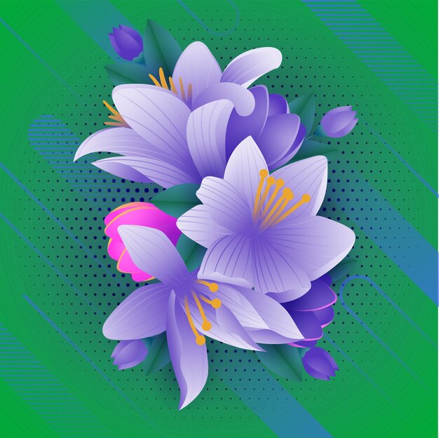 Vector free vector gradient paper style flowers