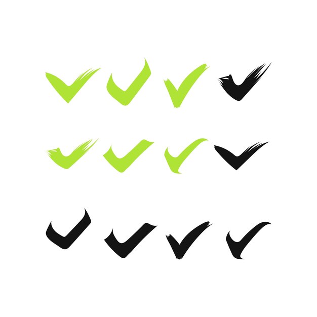 Free vector green black check mark and cross icon set circle with quare green color black color