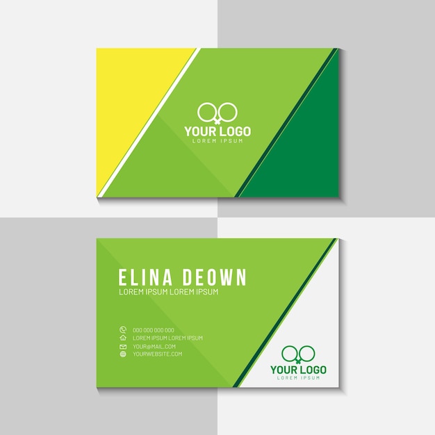 Free vector green and yellow elegant visiting card template