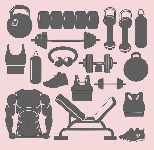 Free vector gym fitness elements set