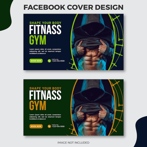 Free Vector gym and fitness facebook cover design web banner template