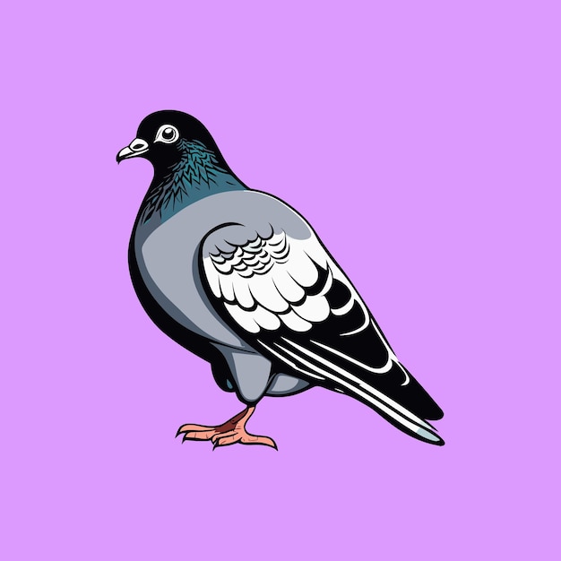 Бесплатная векторная иллюстрация мультяшного голубя от руки