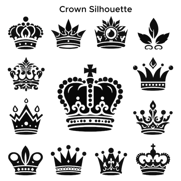 Free Vector Hand Drawn Crown Silhouette Set