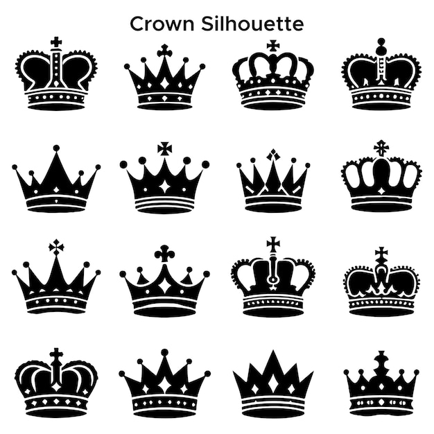 Free Vector Hand Drawn Crown Silhouette Set