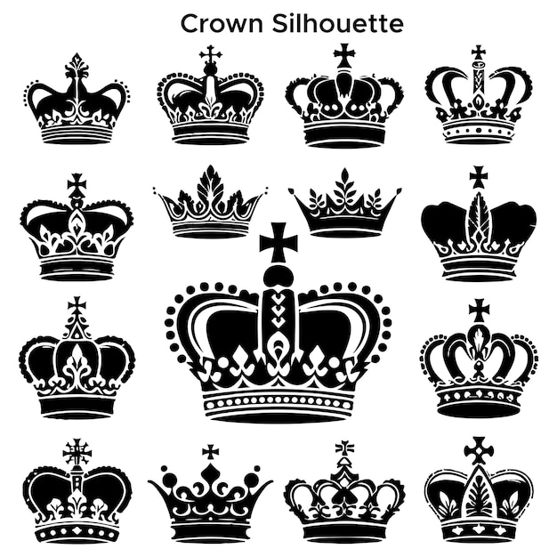 Free Vector Hand Drawn Crown Silhouette Set