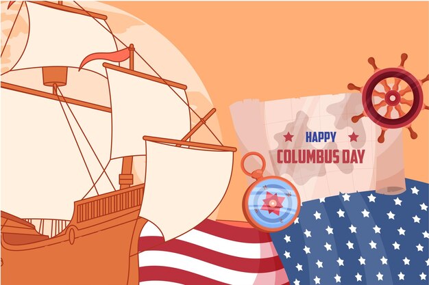 Free vector hand drawn flat columbus day background