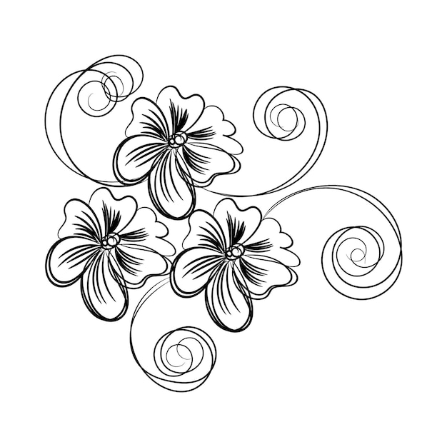 Vector free vector hand drawn flat design simple flower outline