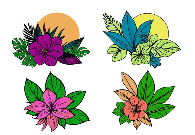 Vector free vector hand drawn flower elements collection