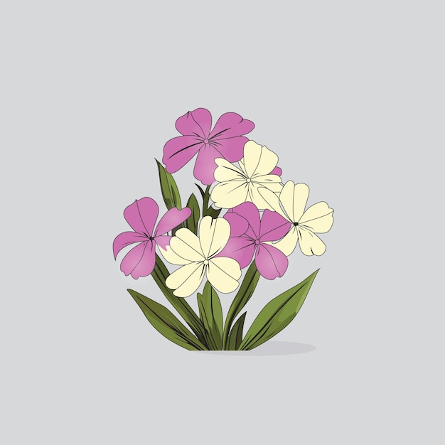 自由なベクトルで手で描かれた花の輪郭のイラスト