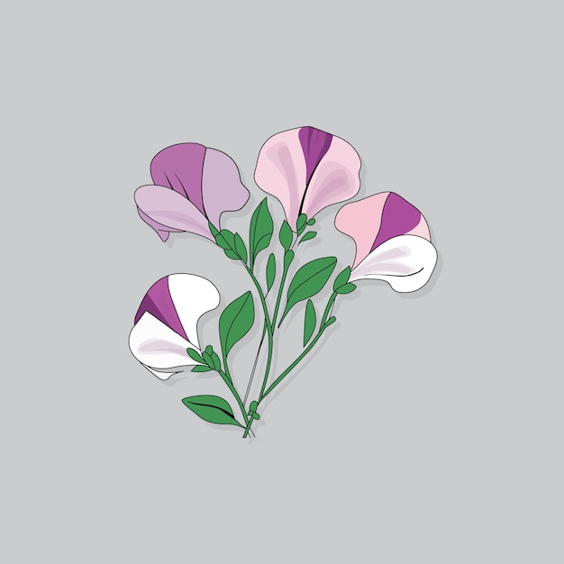 Vector free vector hand drawn flower outline illustration