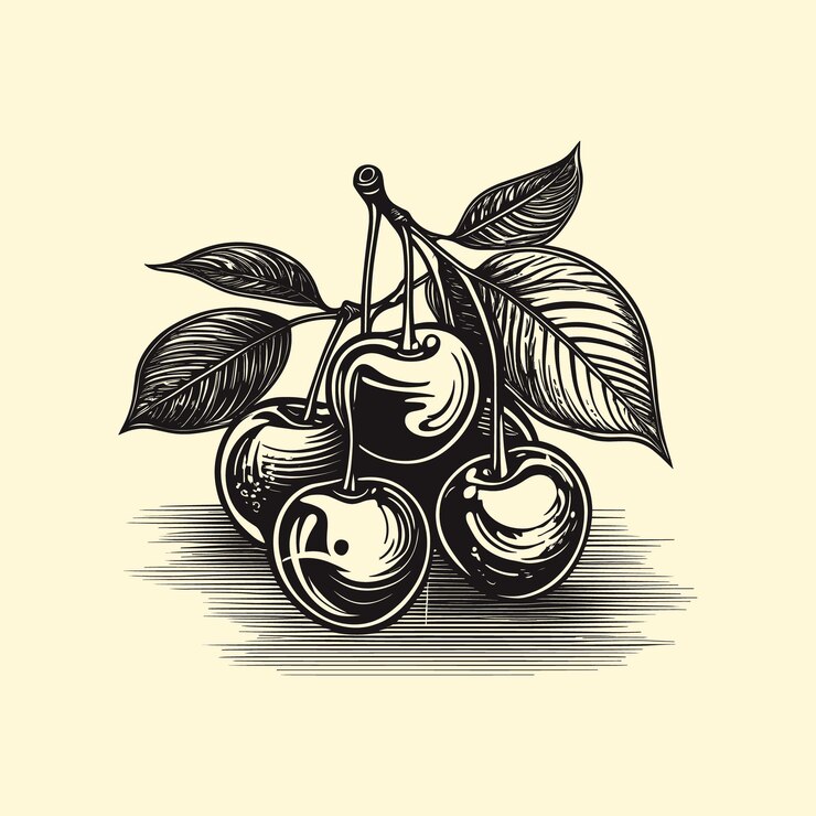 Vector free vector hand drawn fresh cherries