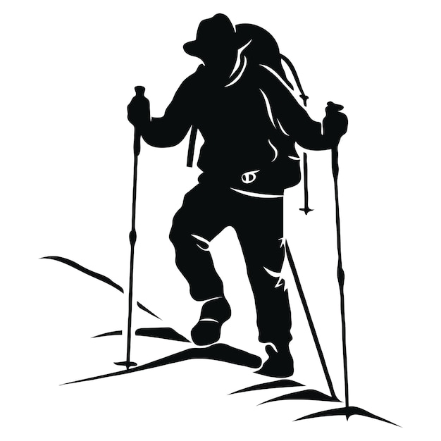 Vector free vector hand drawn hiking silhouette