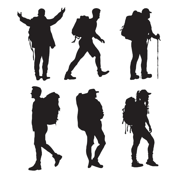 Vector free vector hand drawn hiking silhouette