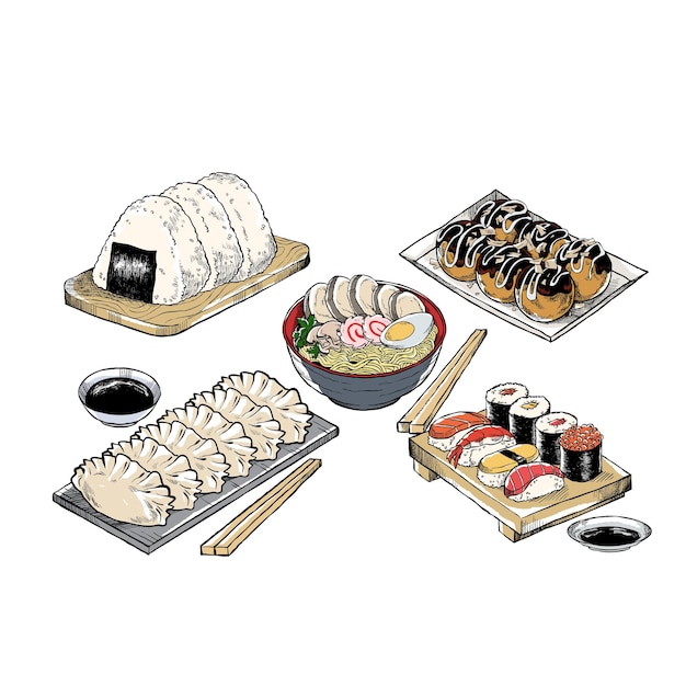 free_vector_hand_drawn_japanese_food