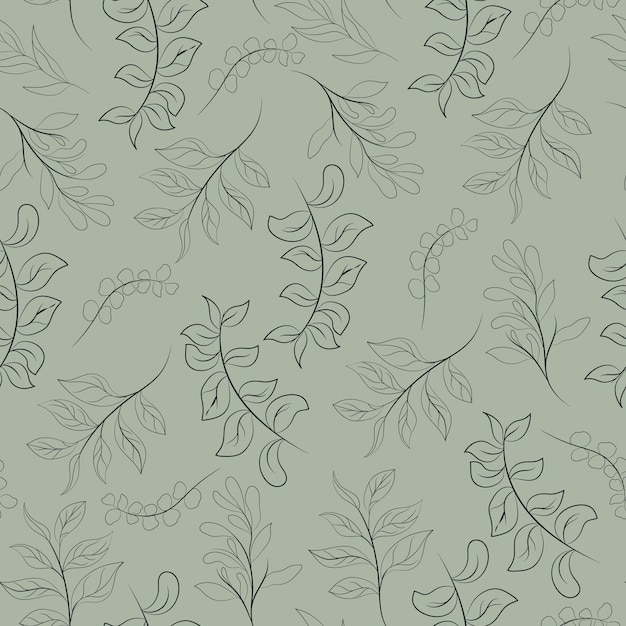 Vector free vector hand drawn minimal leaf seamless pattern