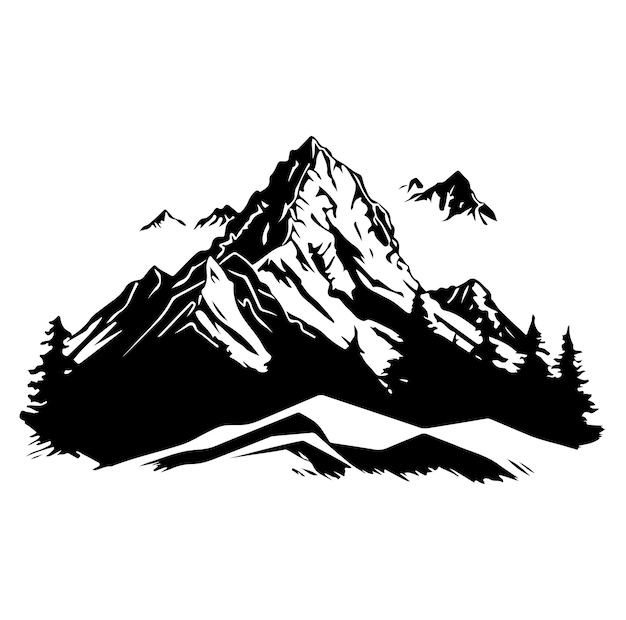 Free vector hand drawn mountain range silhouette