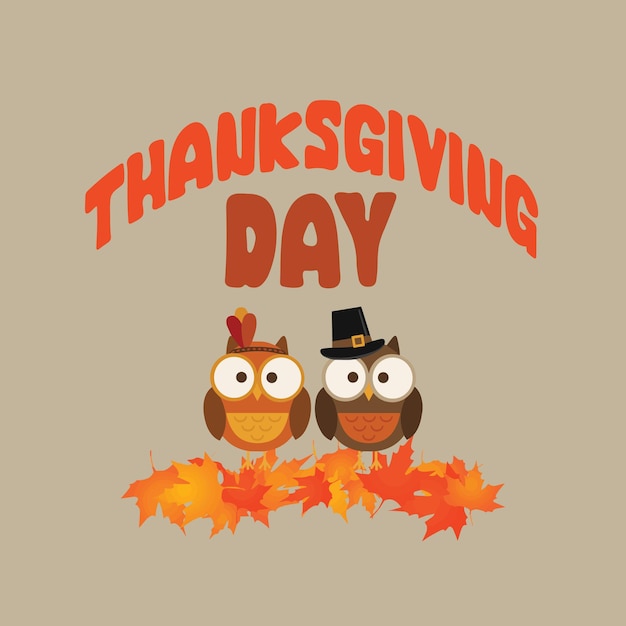 free vector hand drawn owl thanksgiving day