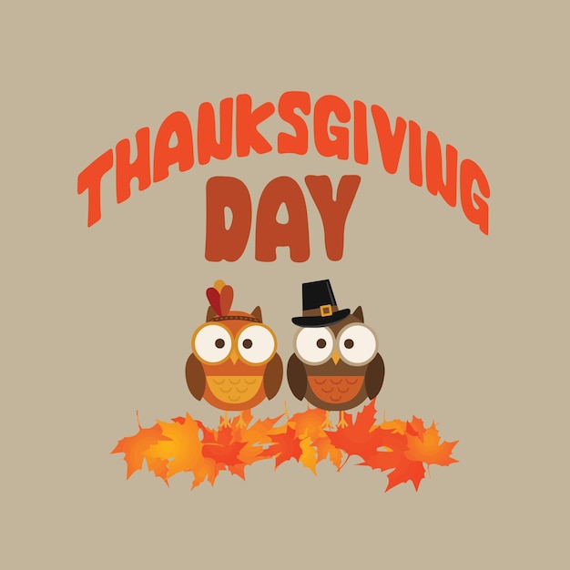 Vector free vector hand drawn owl thanksgiving day