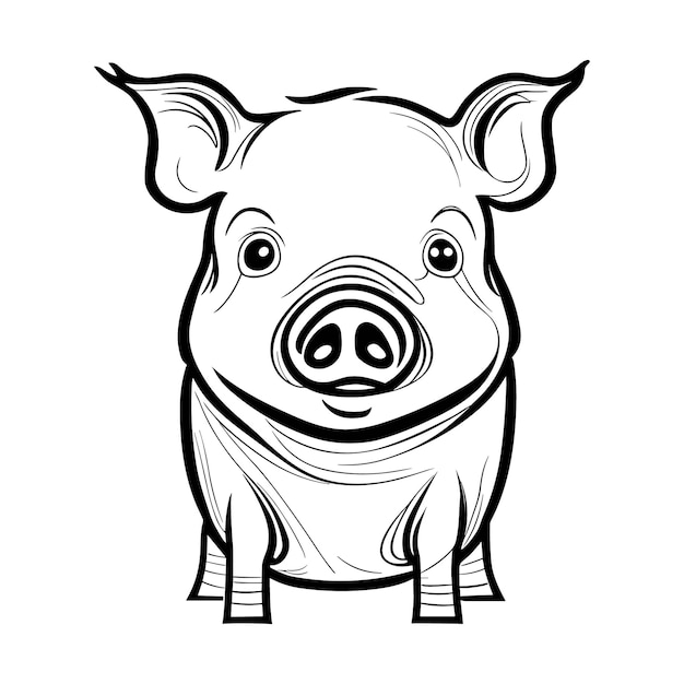 無料ベクトル手描き豚概要図
